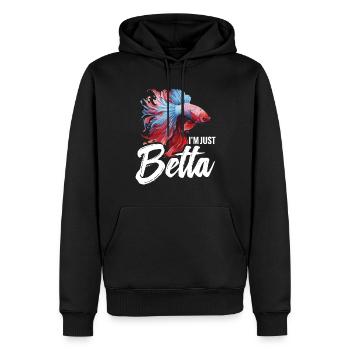 Je ne suis qu’un poisson betta - Sweat à capuche Premium bio Homme - noir - Devant - Nico (187cm)