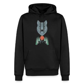 love dog head graphic in nature in the forest - Männer Premium Bio Hoodie - Schwarz - Vorne - Nico (187cm)