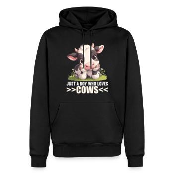 Vaches Vache - Sweat à capuche Premium bio Homme - noir - Devant - Nico (187cm)