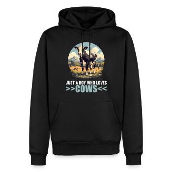 Vaches Vache - Sweat à capuche Premium bio Homme - noir - Devant - Nico (187cm)