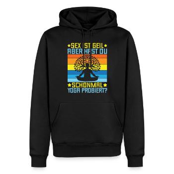 Yoga Sex Is Horny But Avez-Vous Essayé Yoga Funny - Sweat à capuche Premium bio Homme - noir - Devant - Nico (187cm)