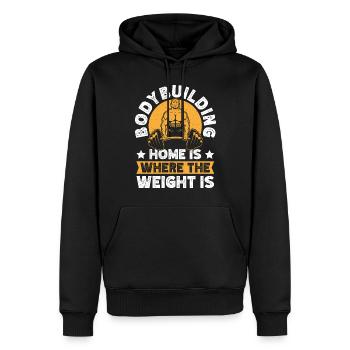 La maison du bodybuilder de dynamophilie est là où se trouve le poids - Sweat à capuche Premium bio Homme - noir - Devant - Nico (187cm)