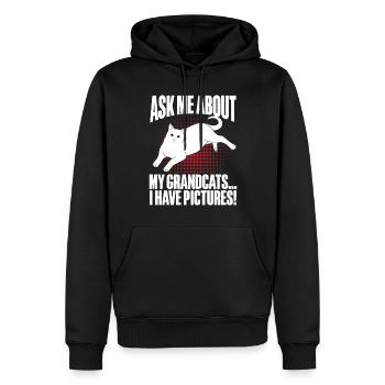 Cadeaux de grand-mère chat - Sweat à capuche Premium bio Homme - noir - Devant - Nico (187cm)