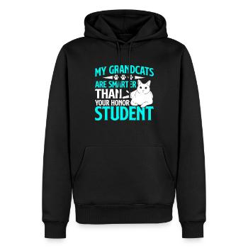 Cadeaux de grand-mère chat - Sweat à capuche Premium bio Homme - noir - Devant - Nico (187cm)