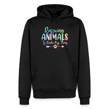 Sauver des animaux, c’est un peu mon truc Tie Dye Animal - Sweat à capuche Premium bio Homme - noir - Devant - Nico (187cm)