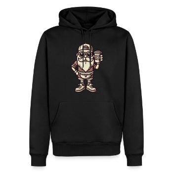 Père Noël snob avec café frais - Sweat à capuche Premium bio Homme - noir - Devant - Nico (187cm)