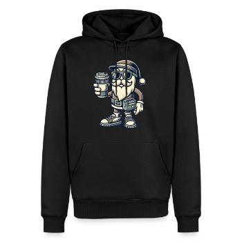 Snob Santa Claus with coffee - Men’s Premium Organic Hoodie - black - Front - Nico (187cm)
