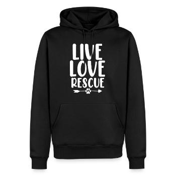 Live Love Rescue Tierschutz Lustige Pflege - Männer Premium Bio Hoodie - Schwarz - Vorne - Nico (187cm)