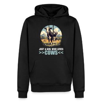 Vaches Vache - Sweat à capuche Premium bio Homme - noir - Devant - Nico (187cm)