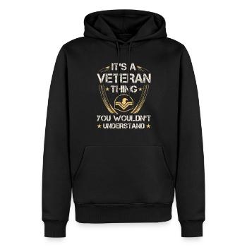 Veteran Medicated Dysfunctional - Männer Premium Bio Hoodie - Schwarz - Vorne - Nico (187cm)