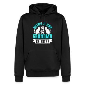 Cadeaux de grand-mère chat - Sweat à capuche Premium bio Homme - noir - Devant - Nico (187cm)
