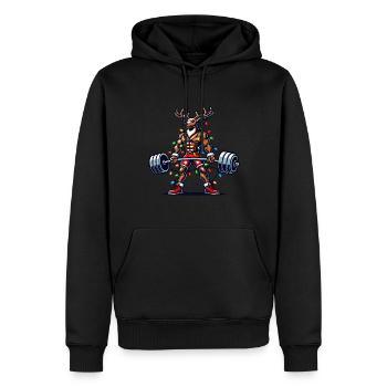 Noël Renne Bodybuilder Humour - Sweat à capuche Premium bio Homme - noir - Devant - Nico (187cm)