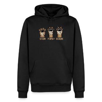 Chat Pierre Papier Ciseaux Patte Jeu Drôle - Sweat à capuche Premium bio Homme - noir - Devant - Nico (187cm)