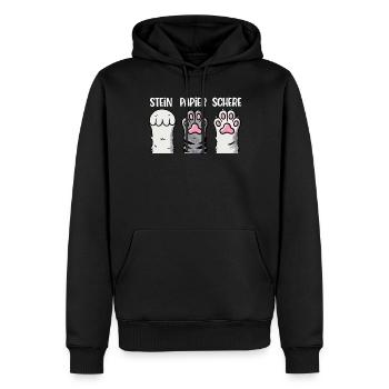 Chat Pierre Papier Ciseaux Patte Jeu Drôle - Sweat à capuche Premium bio Homme - noir - Devant - Nico (187cm)