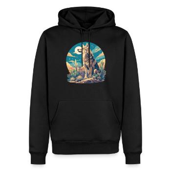 Kojoten Kojote - Männer Premium Bio Hoodie - Schwarz - Vorne - Nico (187cm)
