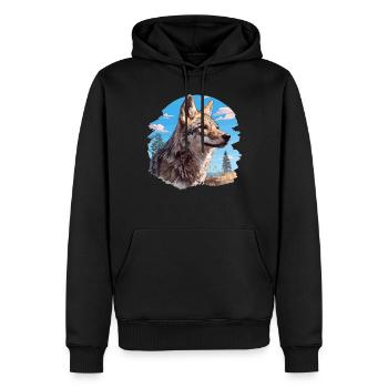 Kojoten Kojote - Männer Premium Bio Hoodie - Schwarz - Vorne - Nico (187cm)