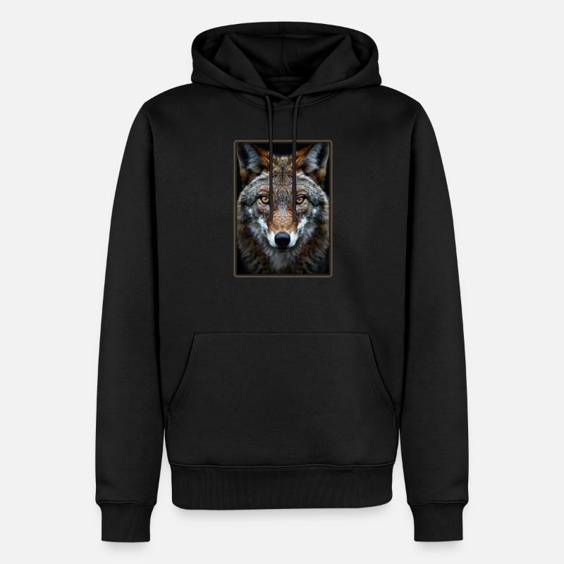 Kojoten Kojote - Männer Premium Bio Hoodie - Schwarz