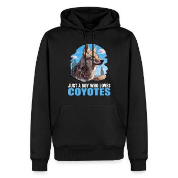 Kojoten Kojote - Männer Premium Bio Hoodie - Schwarz - Vorne - Nico (187cm)
