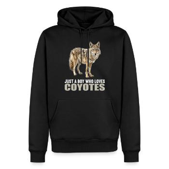 Kojoten Kojote - Männer Premium Bio Hoodie - Schwarz - Vorne - Nico (187cm)