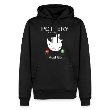 Poterie Céramique Artiste Téléphone - Sweat à capuche Premium bio Homme - noir - Devant - Nico (187cm)