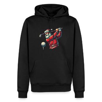 Le Père Noël joue au golf - Sweat à capuche Premium bio Homme - noir - Devant - Nico (187cm)
