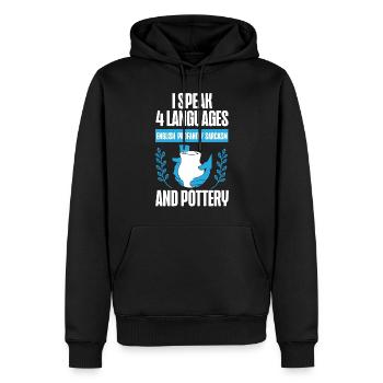 Poterie Céramiste Artiste Je Parle 4 - Sweat à capuche Premium bio Homme - noir - Devant - Nico (187cm)