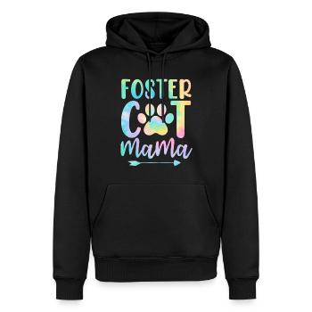 Foster Cat Mama Drôle de chat Tie Dye Sauvetage Maman - Sweat à capuche Premium bio Homme - noir - Devant - Nico (187cm)
