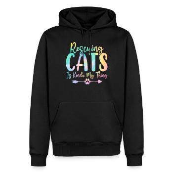 Sauver des chats, c’est un peu mon truc : Cat Tie Dye - Sweat à capuche Premium bio Homme - noir - Devant - Nico (187cm)