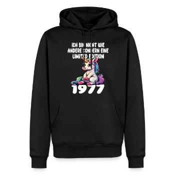Limited Edition 1977 Geburtstag 1977 Geboren - Männer Premium Bio Hoodie - Schwarz - Vorne - Nico (187cm)