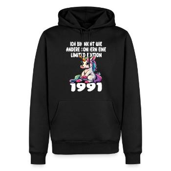 Edition Limitée 1991 Anniversaire Né 1991 - Sweat à capuche Premium bio Homme - noir - Devant - Nico (187cm)