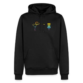 Disc Golfing Funny Disc Golf Stick Figure - Männer Premium Bio Hoodie - Schwarz - Vorne - Nico (187cm)
