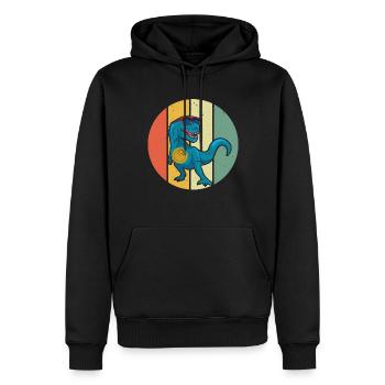 Disc Golf Dino - Disc Golfer Dinosaur Disc Golfing - Männer Premium Bio Hoodie - Schwarz - Vorne - Nico (187cm)