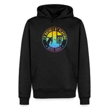 Disc golfeur - Je préfère jouer au disc golf - Sweat à capuche Premium bio Homme - noir - Devant - Nico (187cm)