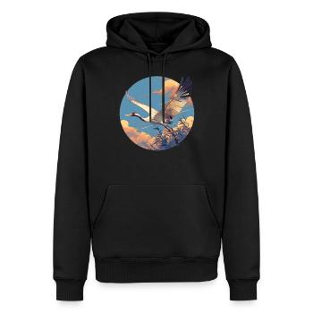 Kraniche Kranich - Männer Premium Bio Hoodie - Schwarz - Vorne - Nico (187cm)