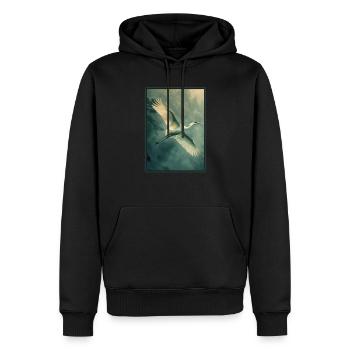 Kraniche Kranich - Männer Premium Bio Hoodie - Schwarz - Vorne - Nico (187cm)