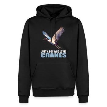 Kraniche Kranich - Männer Premium Bio Hoodie - Schwarz - Vorne - Nico (187cm)