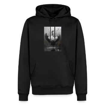 Kraniche Kranich - Männer Premium Bio Hoodie - Schwarz - Vorne - Nico (187cm)