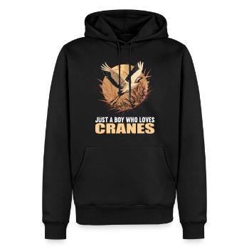 Kraniche Kranich - Männer Premium Bio Hoodie - Schwarz - Vorne - Nico (187cm)