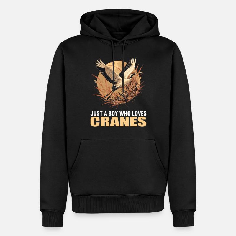 Kraniche Kranich - Männer Premium Bio Hoodie - Schwarz