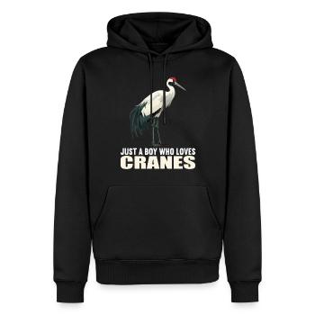 Kraniche Kranich - Männer Premium Bio Hoodie - Schwarz - Vorne - Nico (187cm)