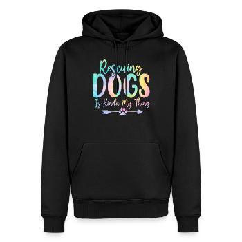 Sauver des chiens, c’est un peu mon truc Dog Tie Dye - Sweat à capuche Premium bio Homme - noir - Devant - Nico (187cm)