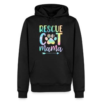 Chat de sauvetage Mama Chat drôle Tie Dye Refuge Foster - Sweat à capuche Premium bio Homme - noir - Devant - Nico (187cm)