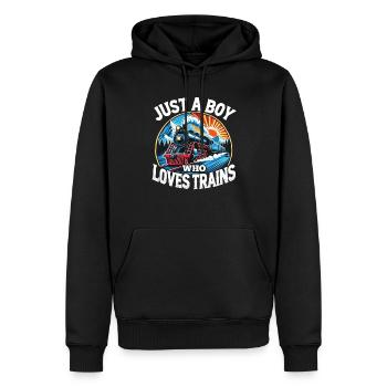 Zug Lokomotive Eisenbahn, für Jungs - Männer Premium Bio Hoodie - Schwarz - Vorne - Nico (187cm)