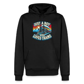Zug Lokomotive Eisenbahn, für Jungs - Männer Premium Bio Hoodie - Schwarz - Vorne - Nico (187cm)