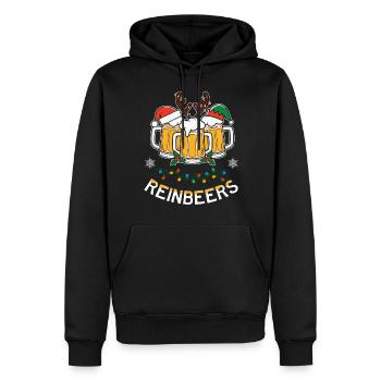 Funny Reinbeer Santa Claus Beers Deer Bier Hirsch - Männer Premium Bio Hoodie - Schwarz - Vorne - Nico (187cm)