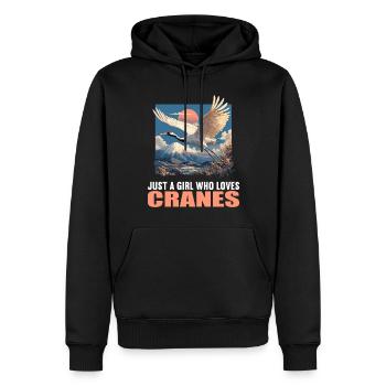 Kraniche Kranich - Männer Premium Bio Hoodie - Schwarz - Vorne - Nico (187cm)