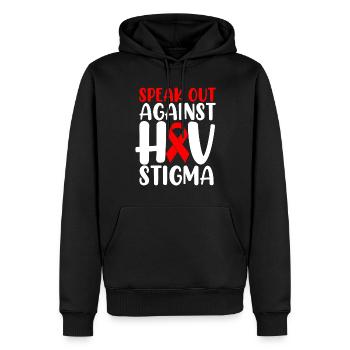 Sprechen Sie sich gegen das HV-Stigma Red Ribbon Lustiges HIV aus - Männer Premium Bio Hoodie - Schwarz - Vorne - Nico (187cm)