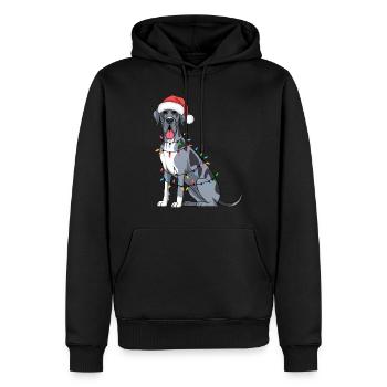 Dogue Allemand Noël Lumières Noël Chiens Cadeaux - Sweat à capuche Premium bio Homme - noir - Devant - Nico (187cm)