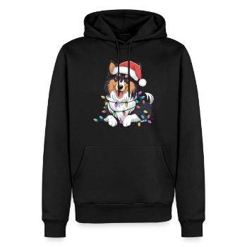 Collie Noël lumières Noël chiens cadeaux pour hommes - Sweat à capuche Premium bio Homme - noir - Devant - Nico (187cm)