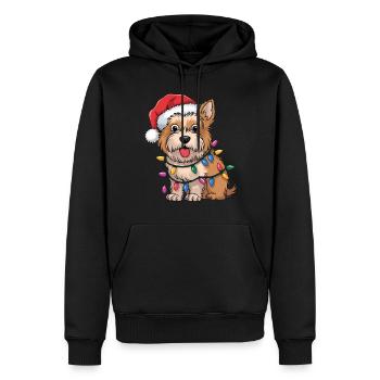 Dandie Dinmont Terrier Noël Lumières Noël Chien - Sweat à capuche Premium bio Homme - noir - Devant - Nico (187cm)